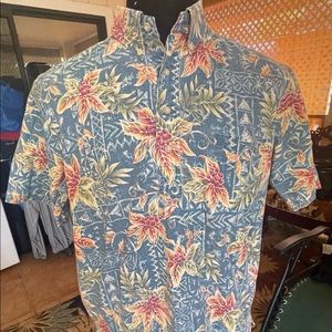 PreOwned Reyn Spooner 3/4 Button Green Floral Men's Medium